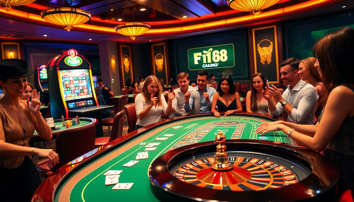 Engage in thrilling casino games at F168 with vibrant tables and exciting betting action.