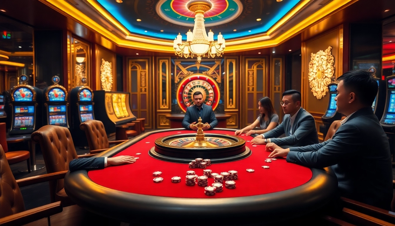 A thrilling scene of a high-stakes poker game at a luxurious vipwin 88 casino, showcasing excitement and elite gaming experience.