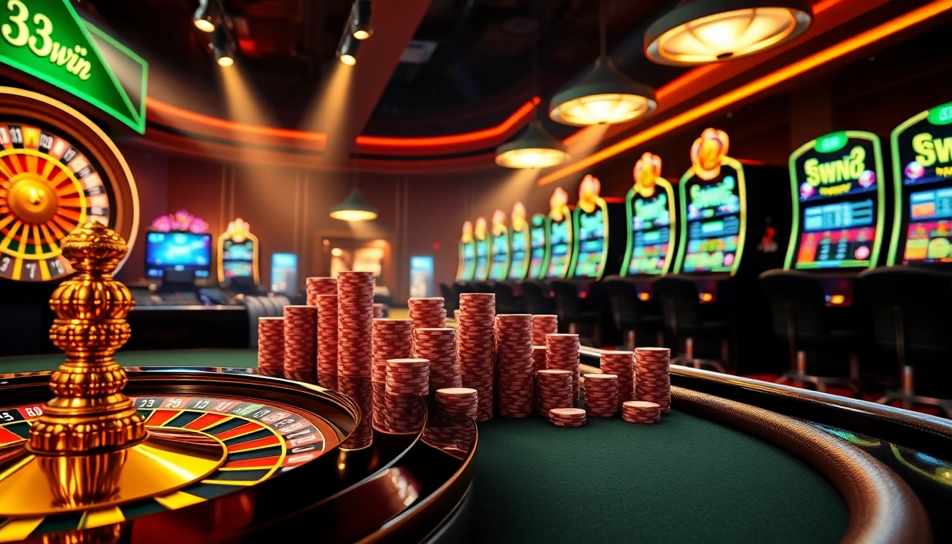 Experience thrilling gambling action at 33WIN with a vibrant poker table and exciting game visuals.