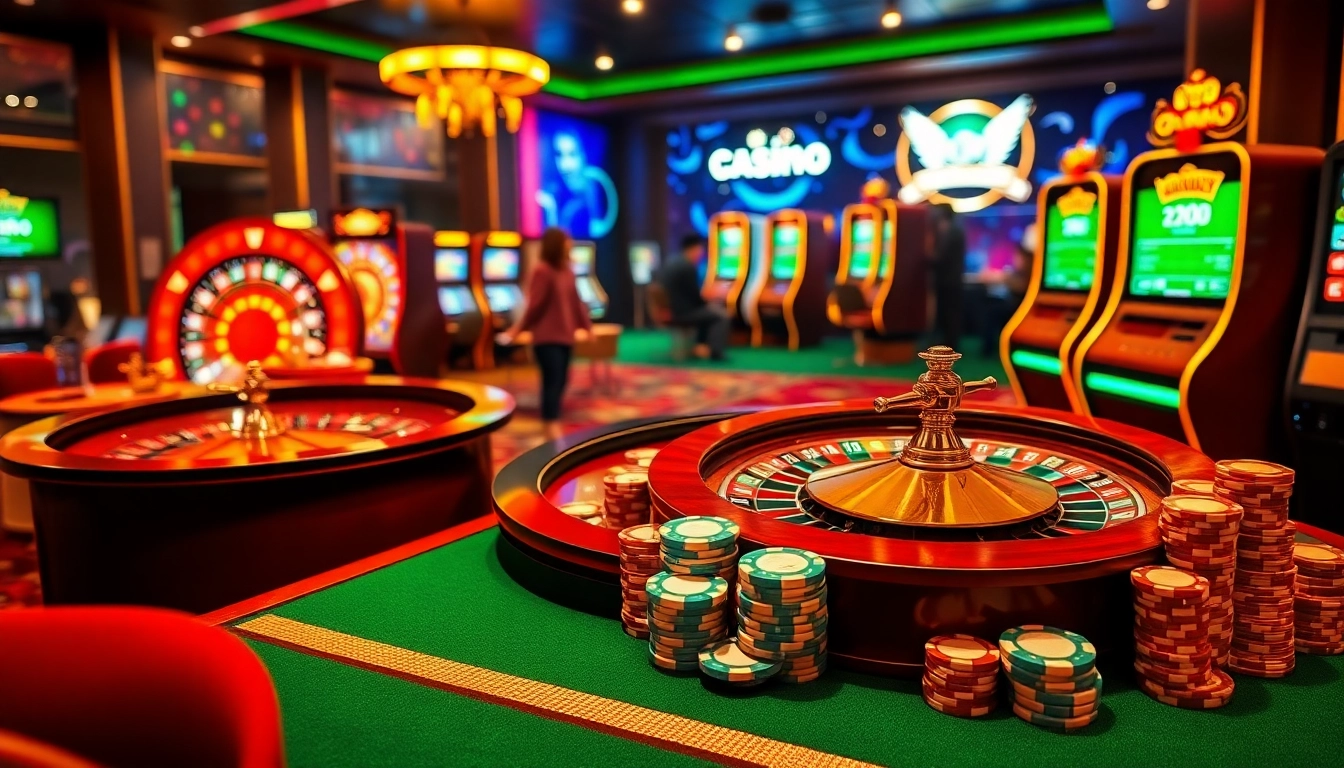 Exciting online gambling experience at trang chủ kim88 with casino elements like poker chips and a roulette wheel.