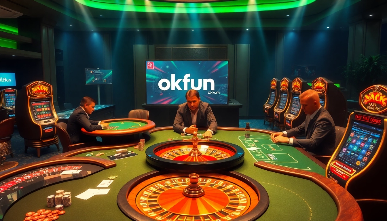 Experience the excitement of gambling with okfun.com in this vibrant casino scene.