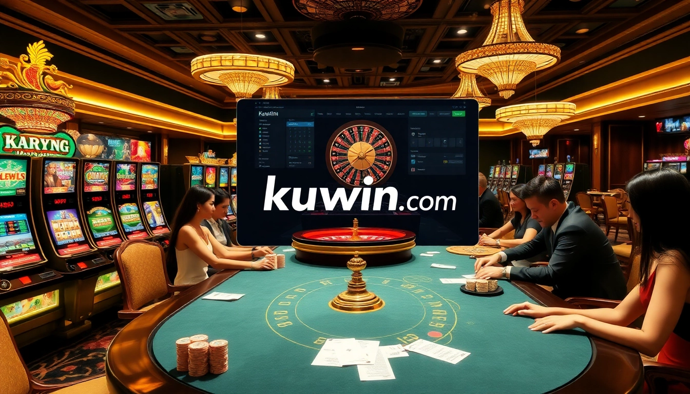 Kuwin.com offers an exciting gaming experience with vibrant casino tables and slot machines.