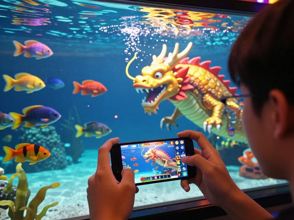 bắn cá 9bet player targeting the giant golden dragon in an immersive oceanic scene.