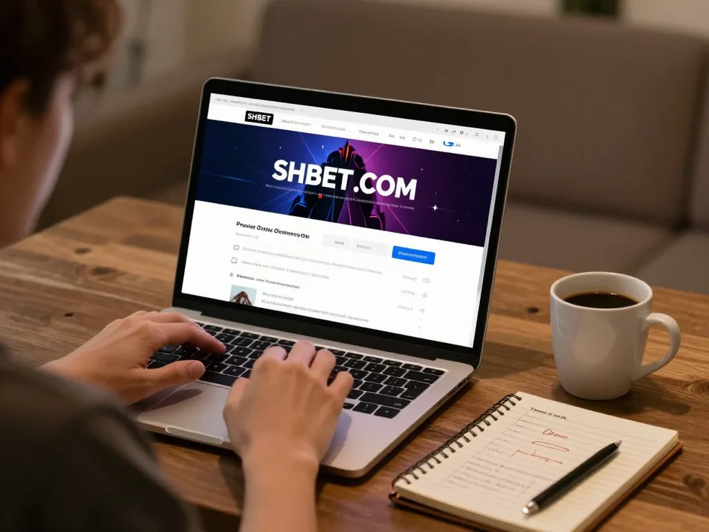 Engaging with SHBET .COM on a laptop while reviewing betting strategies in a cozy setup.