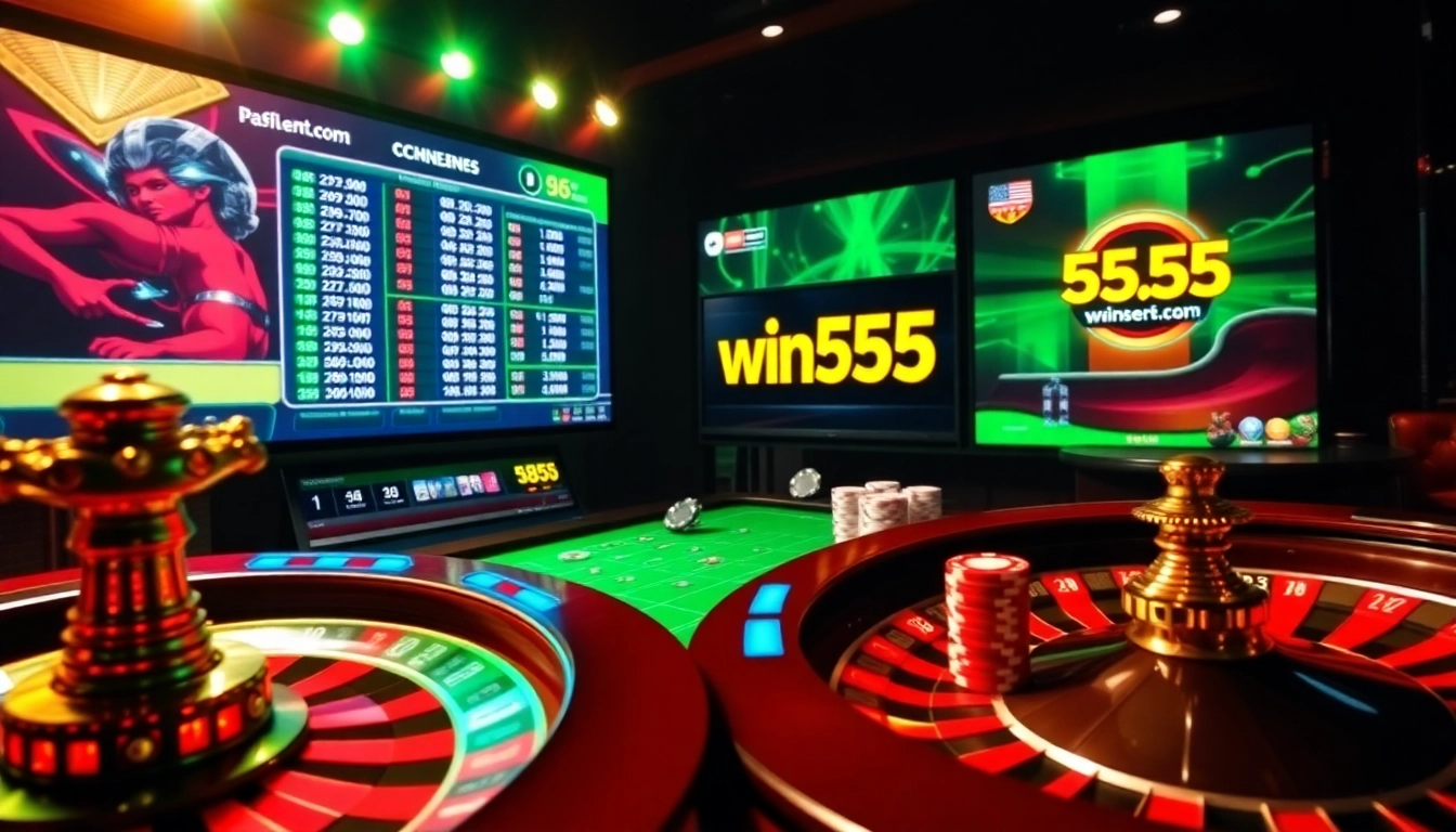 Engaging online gambling scene at win555.cn.com with vibrant colors and dynamic action.
