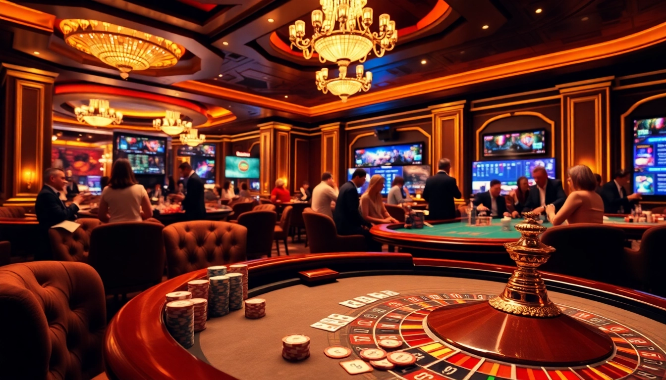 Exciting casino action at 98win. com featuring a lively poker table and roulette wheel.