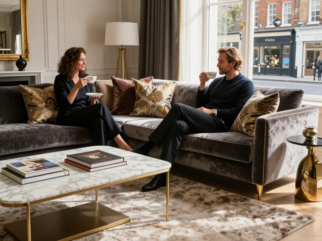 Stunning luxury carpets London in an elegant living room with stylish decor and natural light.