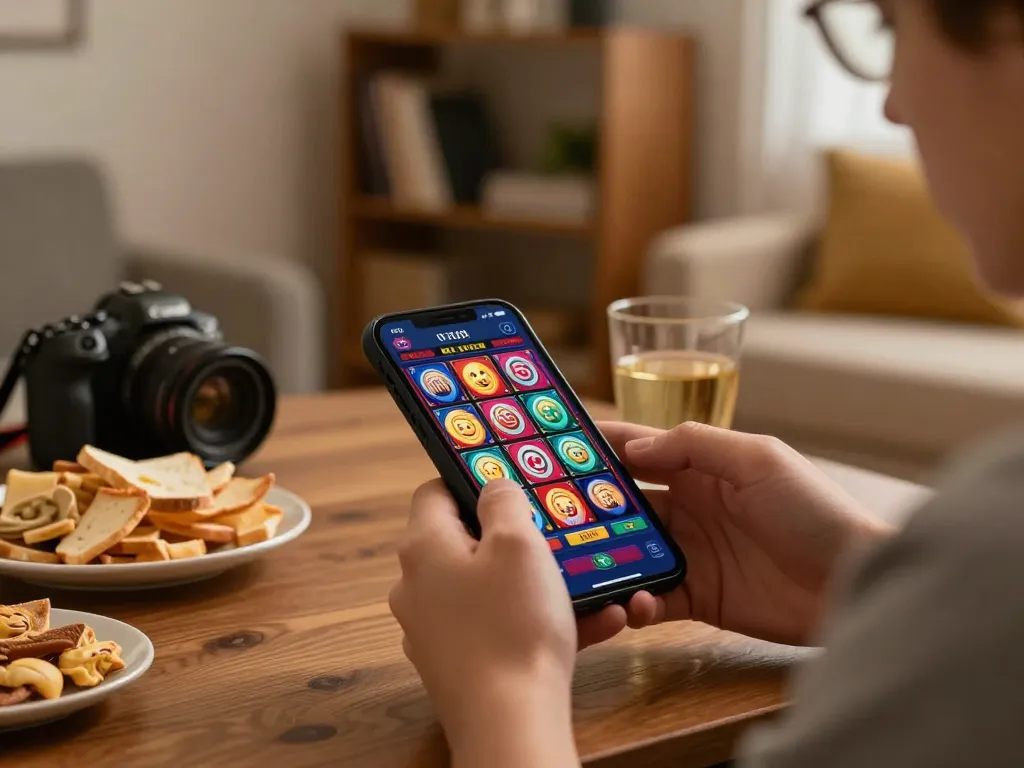 GG88 đăng nhập to an engaging online casino on mobile, showcasing immersive slot gameplay in a cozy home setting.