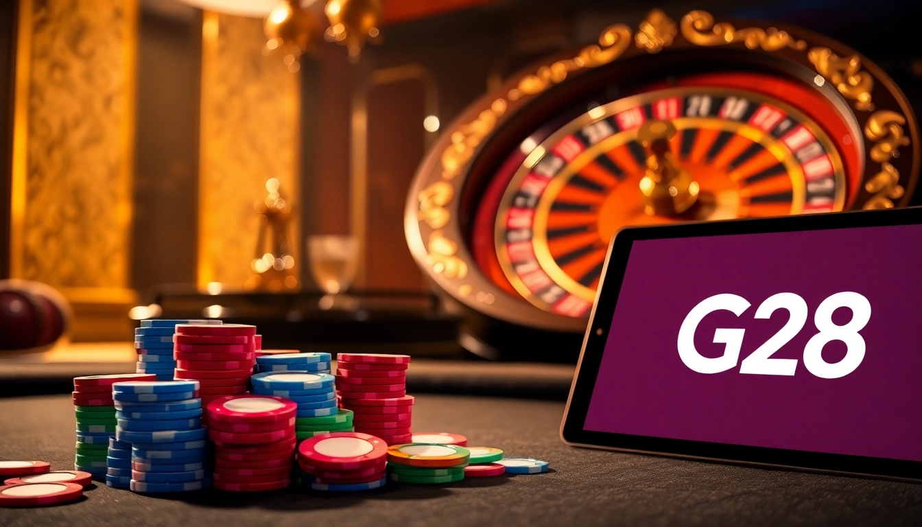 Experience thrilling poker action at G28 with vibrant chips and exciting gameplay.