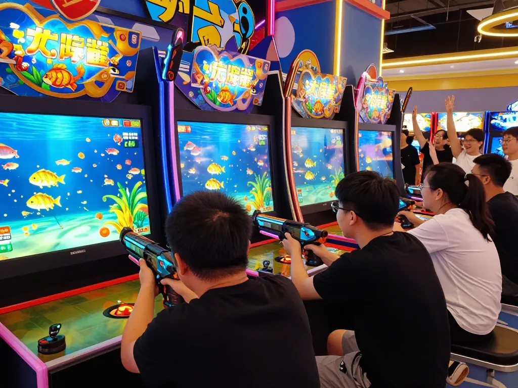Players aiming in an exciting game bắn cá đổi thưởng with vibrant graphics and immersive atmosphere.