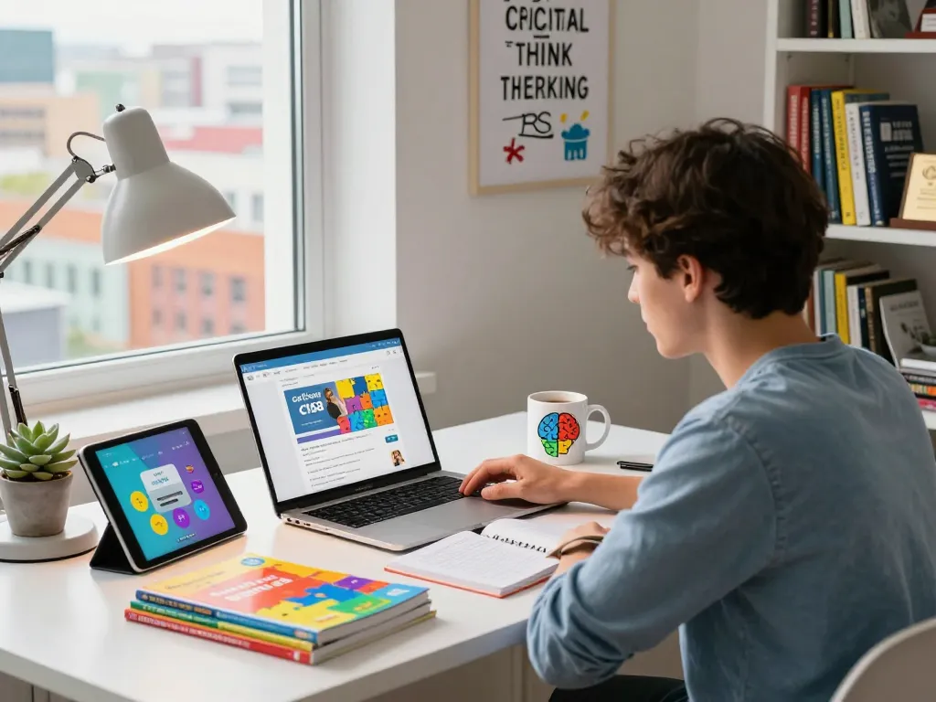 C168 online course study setup with student focused on learning in a modern workspace.