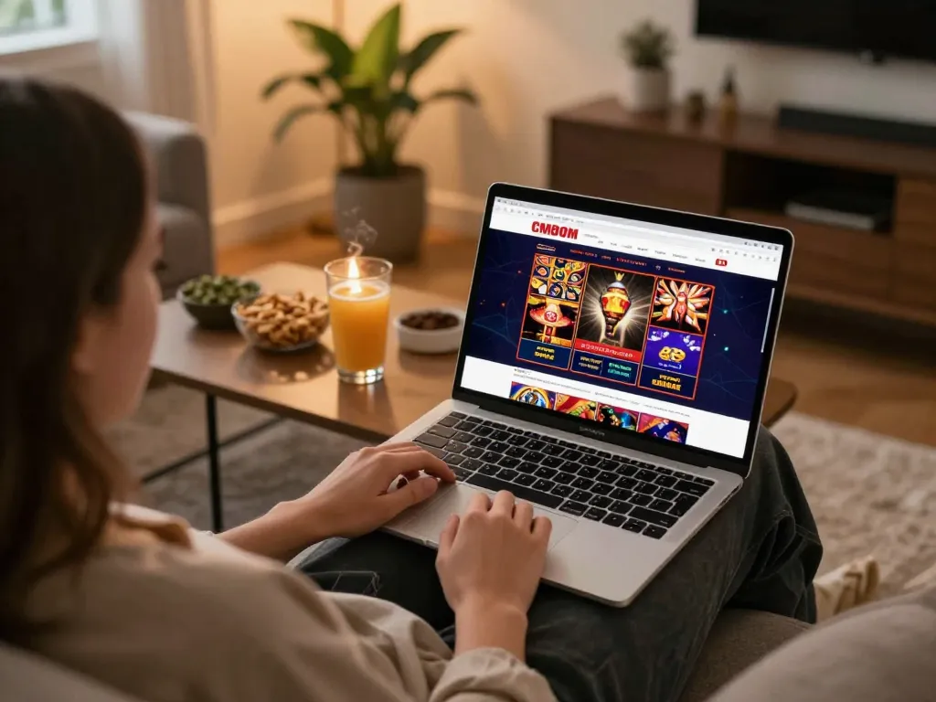 Enjoying online casino games on CM88 COM with a cozy setup and engaging interface